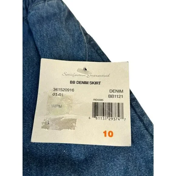 Vtg Bobbie Brooks Ankle Length Denim Jean Skirt Button Front A-Line Pockets 10 - Picture 5 of 8